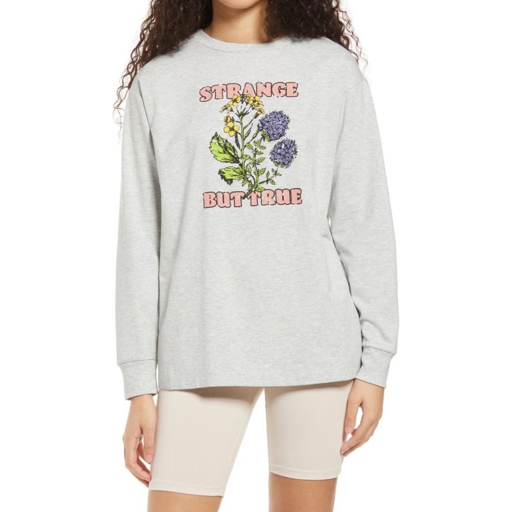 BP. Strange But True Long Sleeve Organic Cotton Blend Graphic Tee